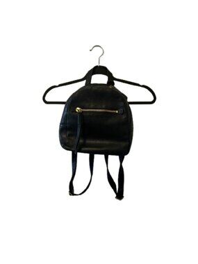 Fossil Black Leather Backpack with Gold Accents